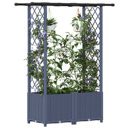 Raised Bed with Trellis and Roof Grey 124.5 x 40 x 136 cm PP