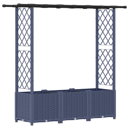 Raised Bed with Trellis and Roof Grey 162.5 x 40 x 136 cm PP