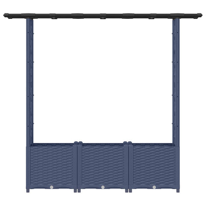 Raised Bed with Trellis and Roof Grey 162.5 x 40 x 136 cm PP