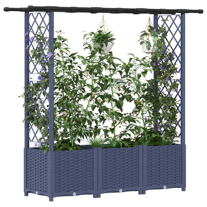 Raised Bed with Trellis and Roof Grey 162.5 x 40 x 136 cm PP