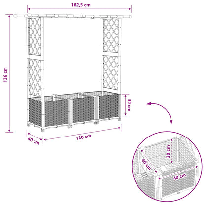 Raised Bed with Trellis and Roof Grey 162.5 x 40 x 136 cm PP