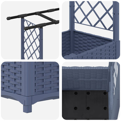 Raised Bed with Trellis and Roof Grey 203 x 40 x 136 cm PP