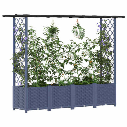 Raised Bed with Trellis and Roof Grey 203 x 40 x 136 cm PP