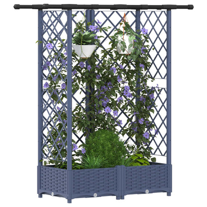 Raised Bed with Trellis and Roof Grey 124 x 40 x 121 cm PP
