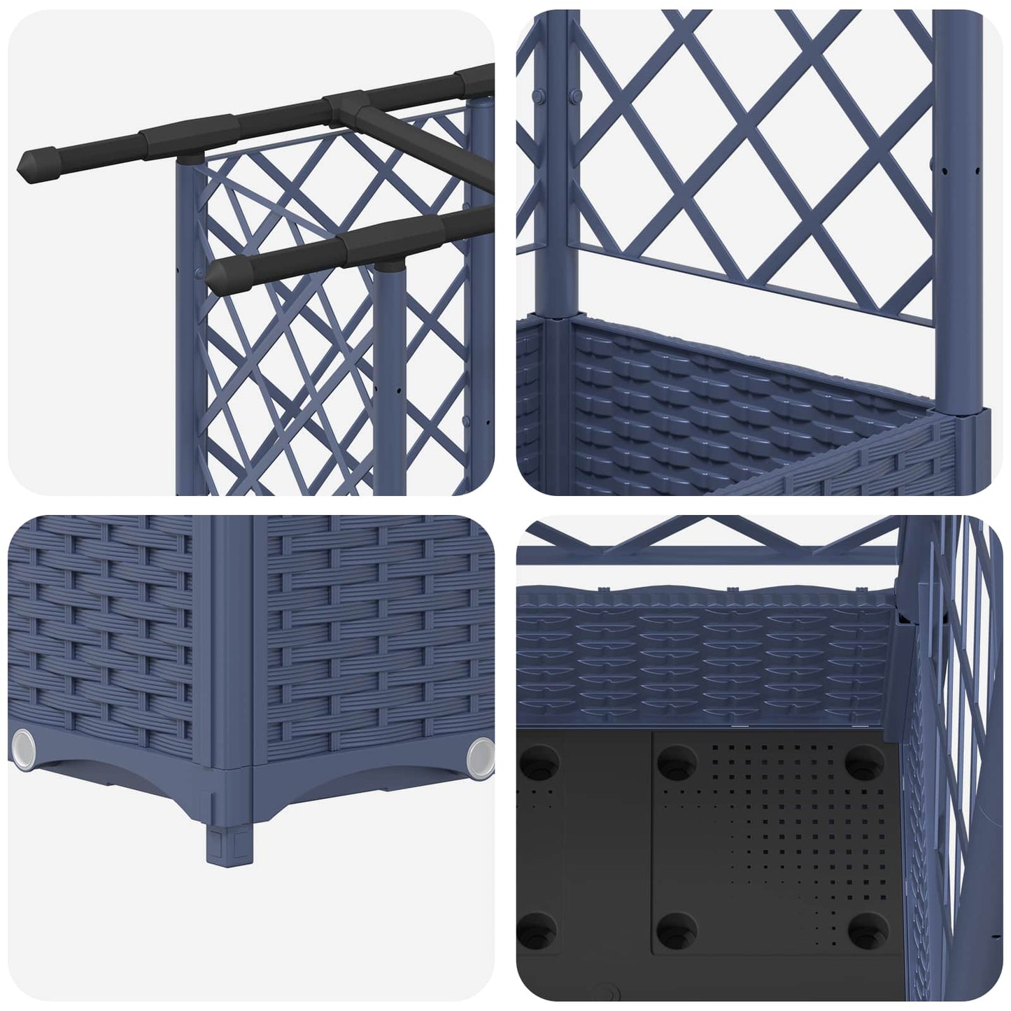Raised Bed with Trellis and Roof Grey 164 x 40 x 121 cm PP