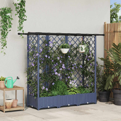 Raised Bed with Trellis and Roof Grey 164 x 40 x 121 cm PP