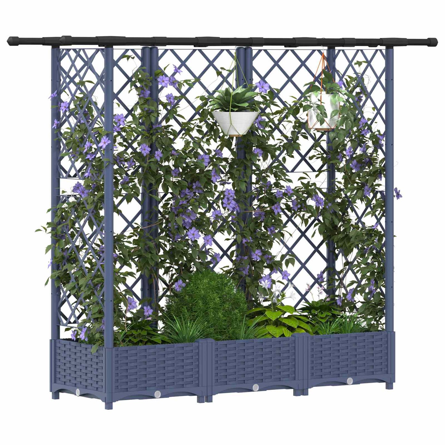 Raised Bed with Trellis and Roof Grey 164 x 40 x 121 cm PP