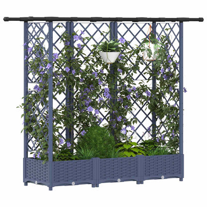 Raised Bed with Trellis and Roof Grey 164 x 40 x 121 cm PP