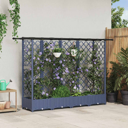Raised Bed with Trellis and Roof Grey 202.5 x 40 x 121 cm PP