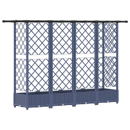 Raised Bed with Trellis and Roof Grey 202.5 x 40 x 121 cm PP