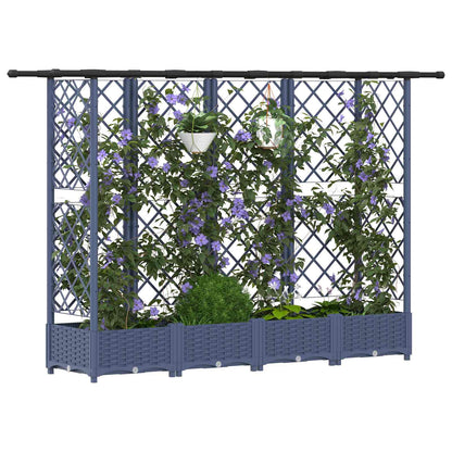 Raised Bed with Trellis and Roof Grey 202.5 x 40 x 121 cm PP