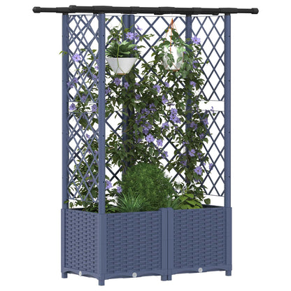 Raised Bed with Trellis and Roof Grey 124 x 40 x 136 cm PP