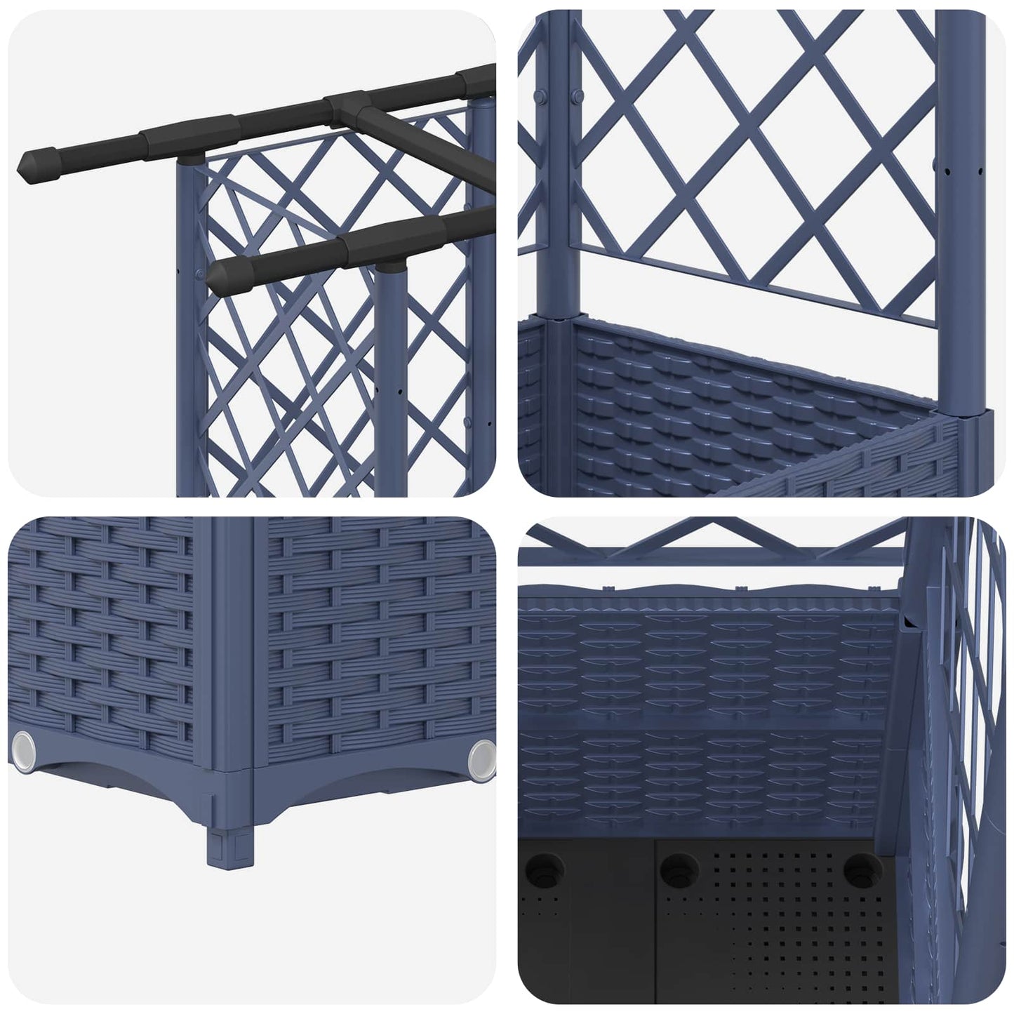 Raised Bed with Trellis and Roof Grey 202 x 40 x 136 cm PP