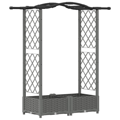 Raised Bed with Trellis and Roof Light Grey 124 x 40 x 123 cm