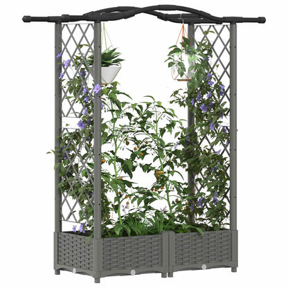 Raised Bed with Trellis and Roof Light Grey 124 x 40 x 123 cm