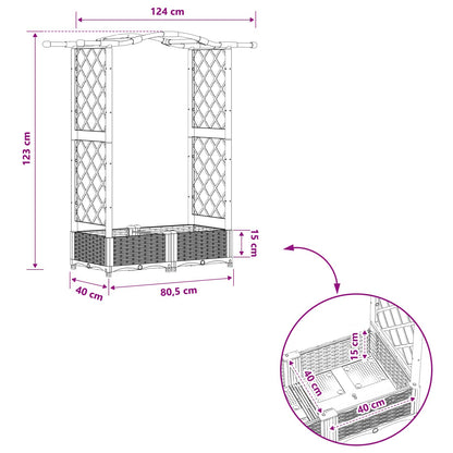 Raised Bed with Trellis and Roof Light Grey 124 x 40 x 123 cm