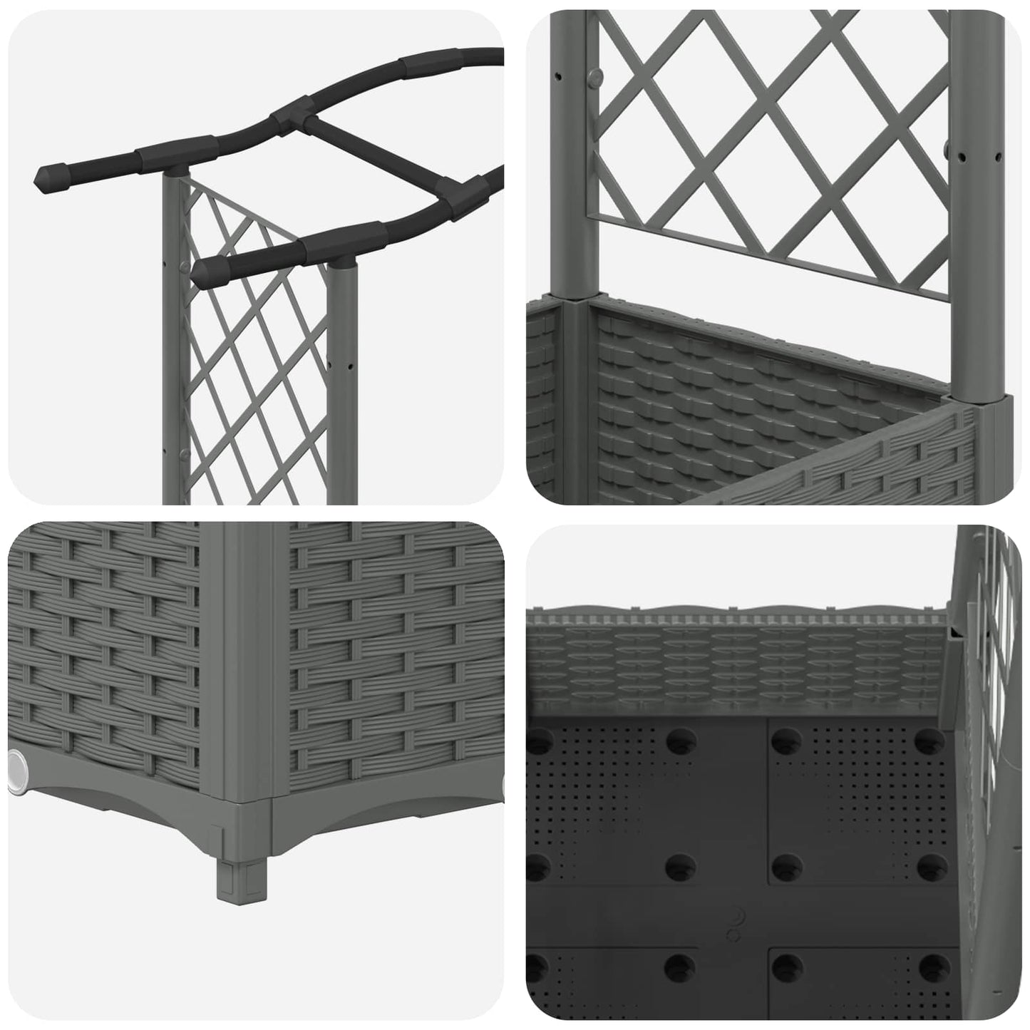 Raised Bed with Trellis and Roof Light Grey 169 x 40 x 123 cm