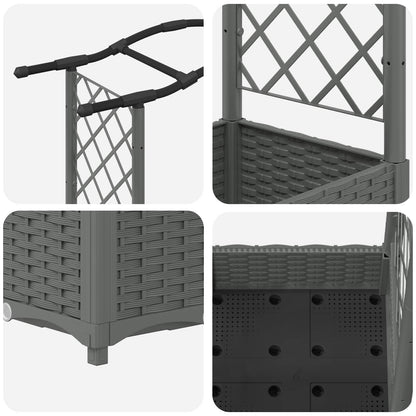 Raised Bed with Trellis and Roof Light Grey 169 x 40 x 123 cm