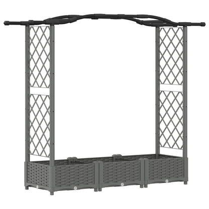 Raised Bed with Trellis and Roof Light Grey 169 x 40 x 123 cm