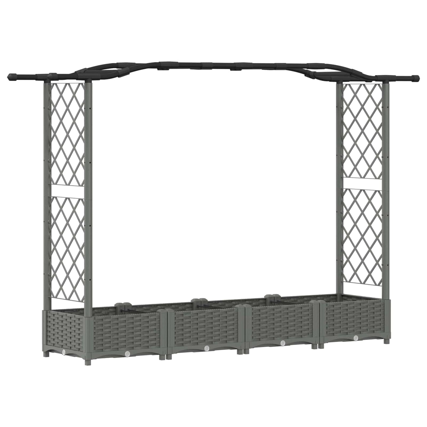 Raised Bed with Trellis and Roof Light Grey 207 x 40 x 123 cm