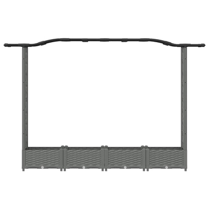 Raised Bed with Trellis and Roof Light Grey 207 x 40 x 123 cm