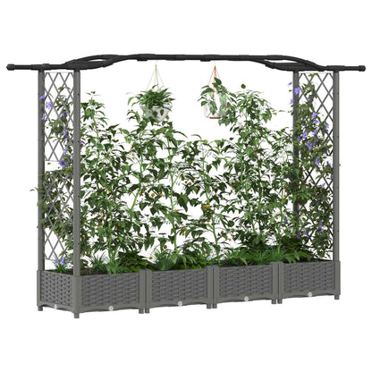Raised Bed with Trellis and Roof Light Grey 207 x 40 x 123 cm