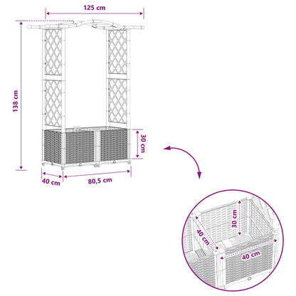 Raised Bed with Trellis and Roof Light Grey 125 x 40 x 138 cm