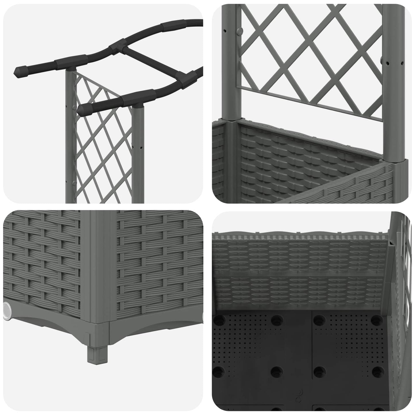 Raised Bed with Trellis and Roof Light Grey 164 x 40 x 138 cm