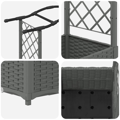 Raised Bed with Trellis and Roof Light Grey 164 x 40 x 138 cm