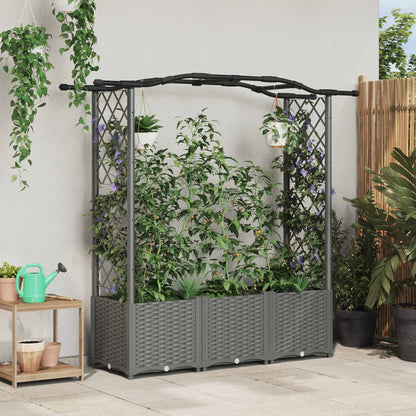 Raised Bed with Trellis and Roof Light Grey 164 x 40 x 138 cm