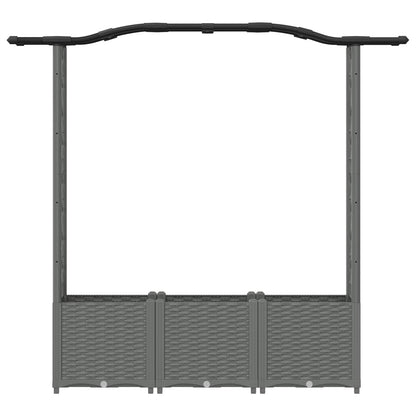 Raised Bed with Trellis and Roof Light Grey 164 x 40 x 138 cm