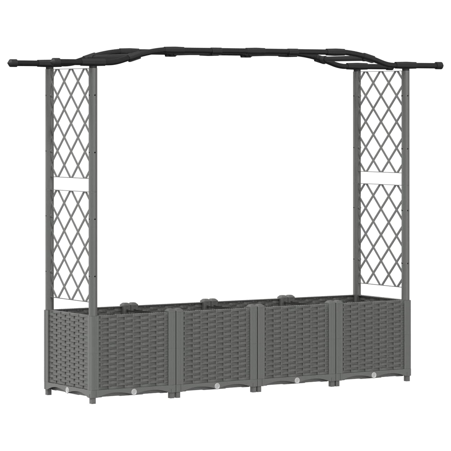 Raised Bed with Trellis and Roof Light Grey 204 x 40 x 138 cm