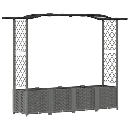 Raised Bed with Trellis and Roof Light Grey 204 x 40 x 138 cm