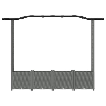 Raised Bed with Trellis and Roof Light Grey 204 x 40 x 138 cm
