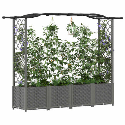 Raised Bed with Trellis and Roof Light Grey 204 x 40 x 138 cm