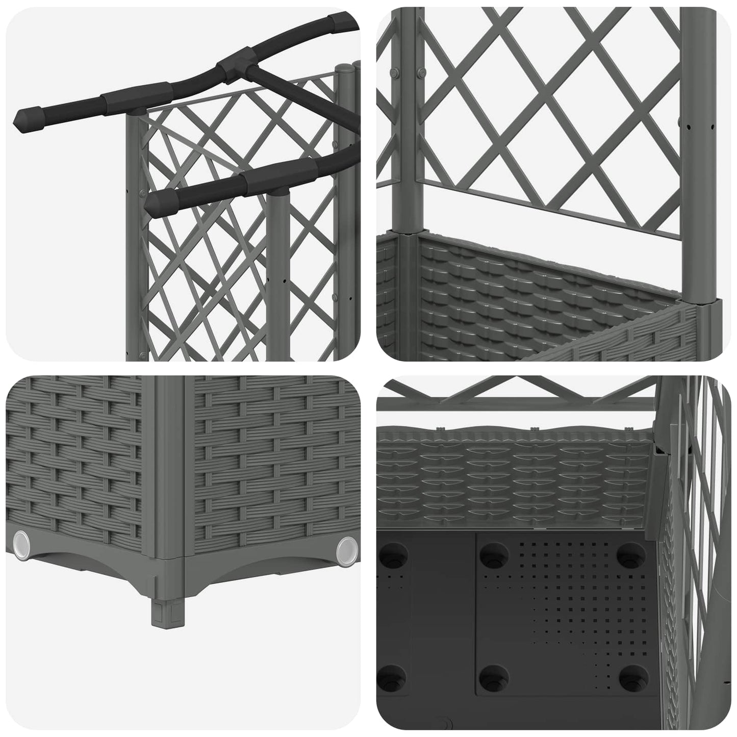 Raised Bed with Trellis and Roof Light Grey 124 x 40 x 123 cm