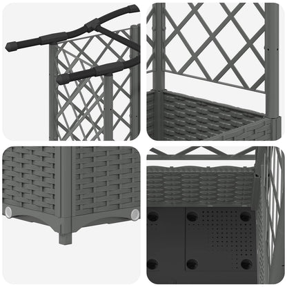 Raised Bed with Trellis and Roof Light Grey 124 x 40 x 123 cm