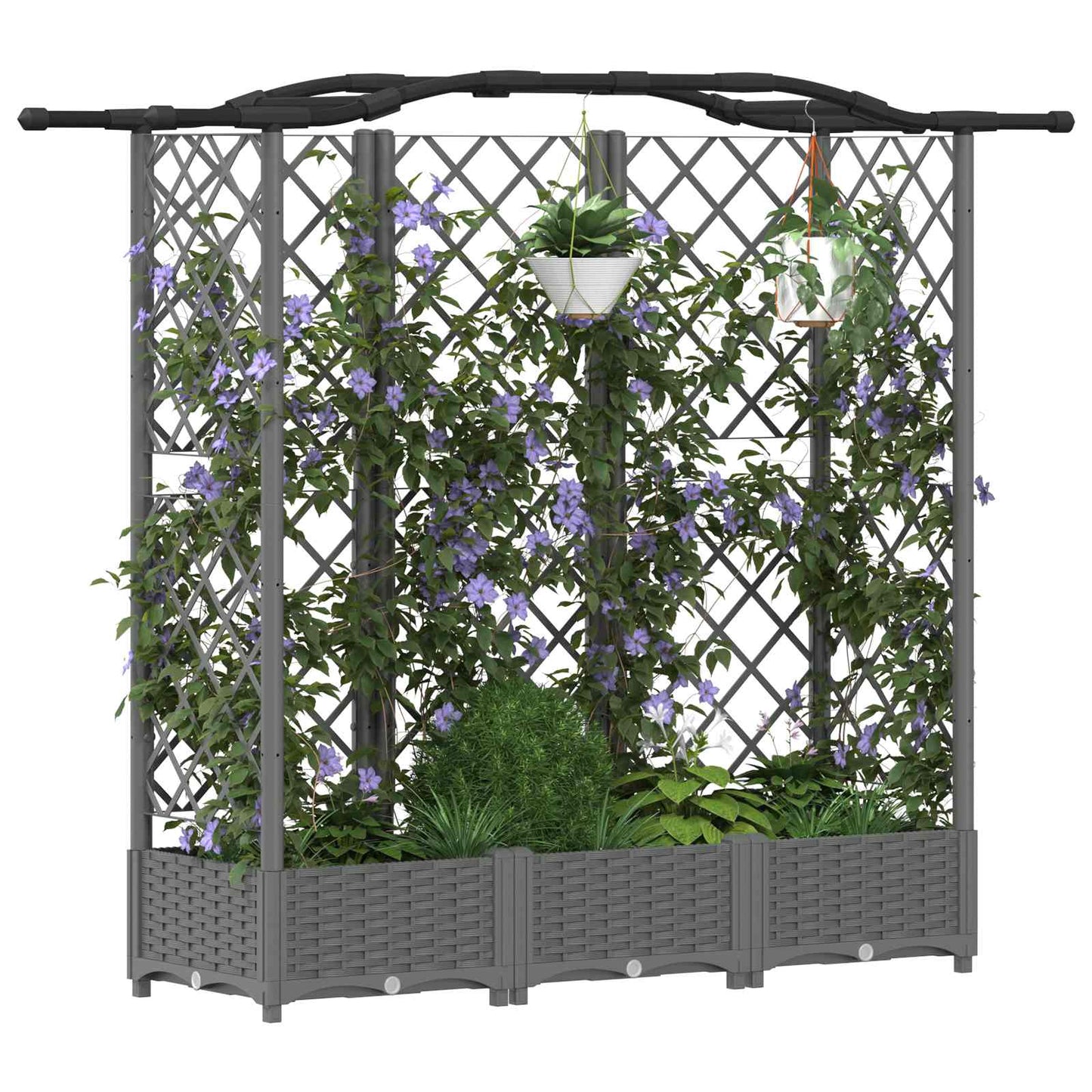 Raised Bed with Trellis and Roof Light Grey 163 x 40 x 123 cm