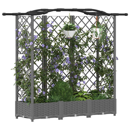 Raised Bed with Trellis and Roof Light Grey 163 x 40 x 123 cm
