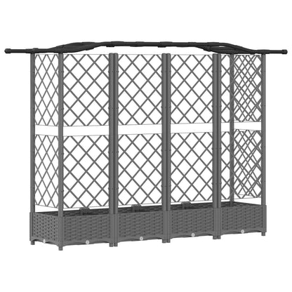 Raised Bed with Trellis and Roof Light Grey 203.5 x 40 x 123 cm