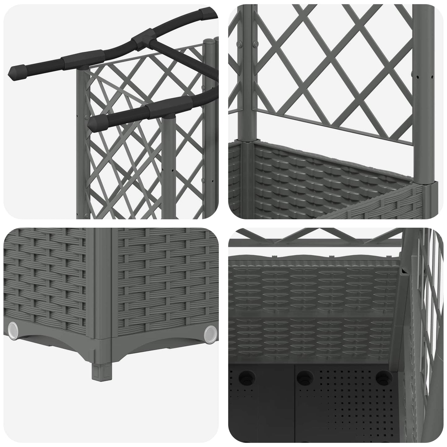 Raised Bed with Trellis and Roof Light Grey 122 x 40 x 138 cm