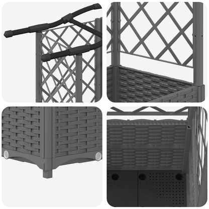 Raised Bed with Trellis and Roof Light Grey 204 x 40 x 138 cm