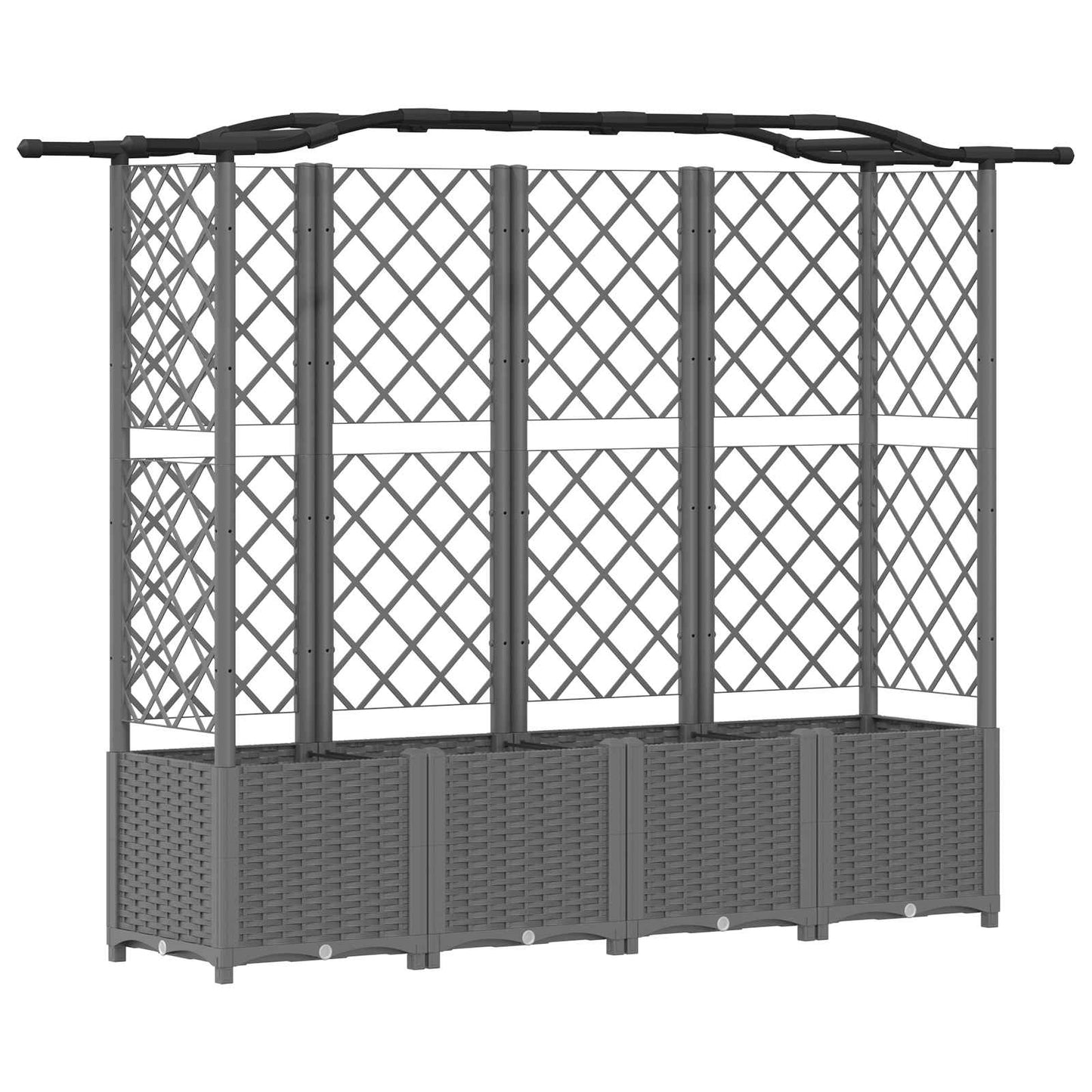 Raised Bed with Trellis and Roof Light Grey 204 x 40 x 138 cm