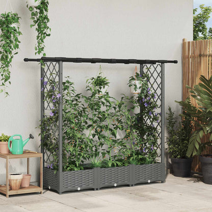 Raised Bed with Trellis and Roof Light Grey 164 x 40 x 121 cm
