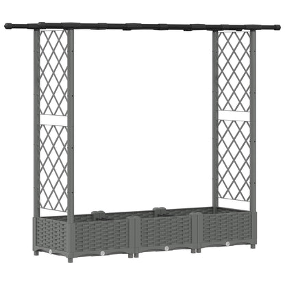 Raised Bed with Trellis and Roof Light Grey 164 x 40 x 121 cm