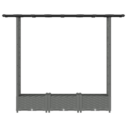 Raised Bed with Trellis and Roof Light Grey 164 x 40 x 121 cm