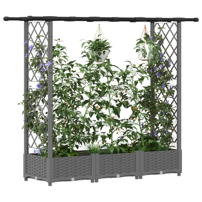 Raised Bed with Trellis and Roof Light Grey 164 x 40 x 121 cm