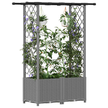 Raised Bed with Trellis and Roof Light Grey 124.5 x 40 x 136 cm