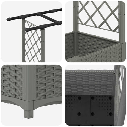 Raised Bed with Trellis and Roof Light Grey 203 x 40 x 136 cm