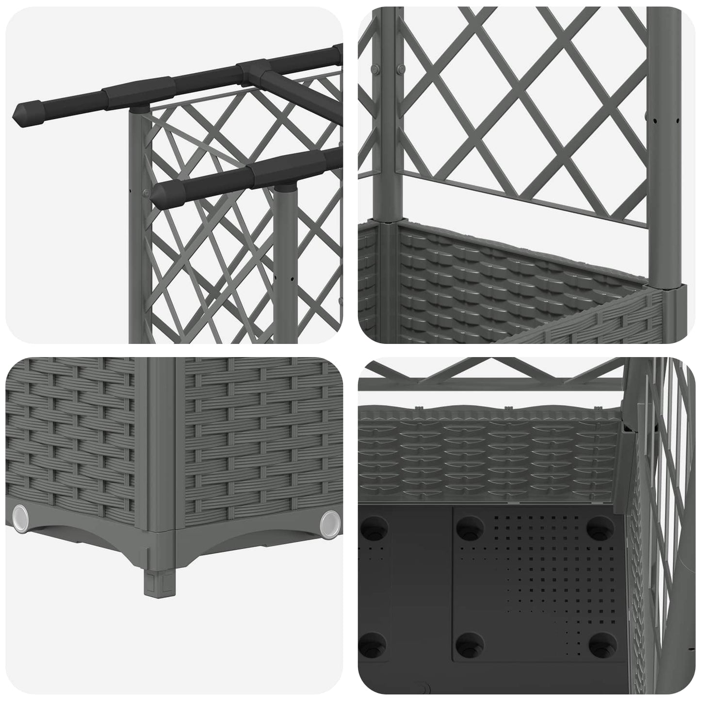Raised Bed with Trellis and Roof Light Grey 124 x 40 x 121 cm